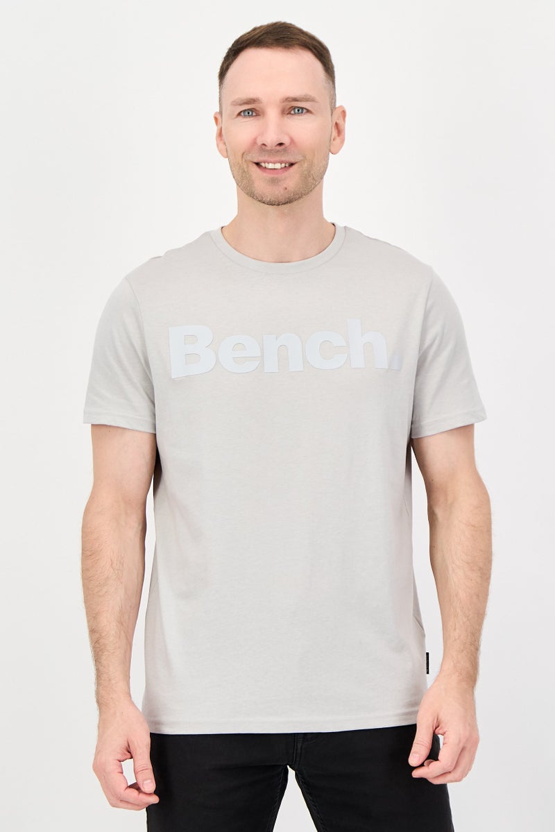 Bench Men Crew Neck Short Sleeve Brand Logo T-Shirt, Grey - Image 1